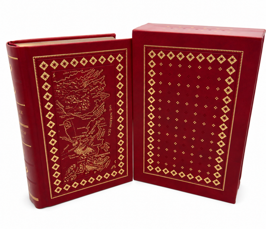 A Clash of Kings HarperVoyager leather-bound book and decorated slipcase