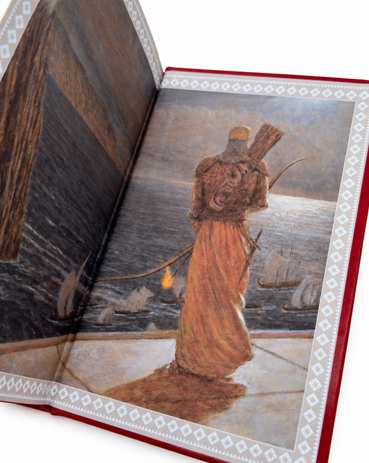 A Clash of Kings HarperVoyager edition open to the archer illustration