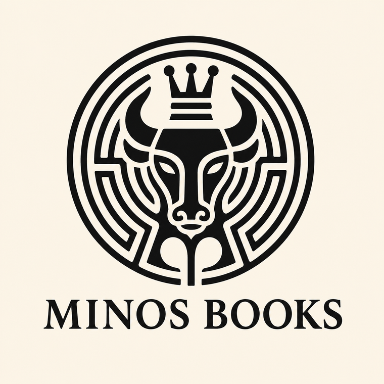Minos Books square logo on ivory