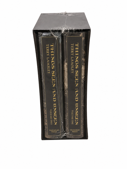 Things Seen and Unseen by Terry Lamsley, two Centipede Press volumes in a shrink-wrapped slipcase, spine view